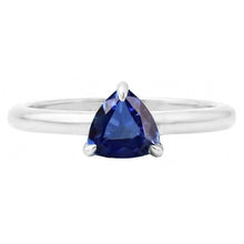 Afbeelding in Gallery-weergave laden, Ceylon Sapphire Solitaire Trillion-vormige ring 1 karaat sieraden goud