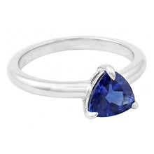Afbeelding in Gallery-weergave laden, Ceylon Sapphire Solitaire Trillion-vormige ring 1 karaat sieraden goud