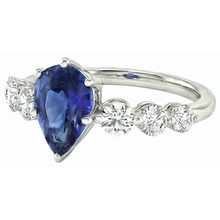 Afbeelding in Gallery-weergave laden, echte round saffier 3karaat ring profielweergave