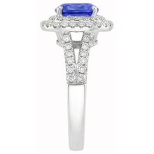 Afbeelding in Gallery-weergave laden, Ceylon Sapphire dubbele Halo Ring massief goud 14K sieraden 3.5 Ct