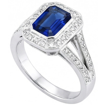 Afbeelding in Gallery-weergave laden, Nieuwe Ring met Natuurlijke uit de aarde gewonnen Ceylon Blauwe Saffier, Diamanten en Edelstenen, Totaal 5.36 Karaat