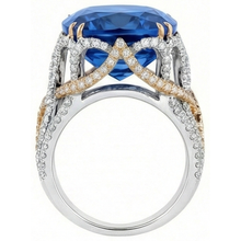 Afbeelding in Gallery-weergave laden, Ceylonese Kleur Blauwe Saffier En IGI GECERTIFICEERDE Diamanten 8.51 Ct Tweekleurige Ring