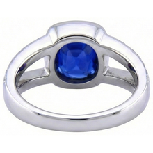 Afbeelding in Gallery-weergave laden, Ceylon saffier en Natuurlijke echte diamanten ( niet in een laboratorium gekweekt ) ring wit goud 14K 4.5 karaat