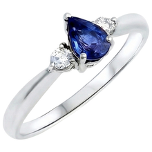 Afbeelding in Gallery-weergave laden, Ceylon saffier met Natuurlijke echte diamanten ( niet in een laboratorium gekweekt ) 3 stenen ring 1.50 karaat witgoud 14K