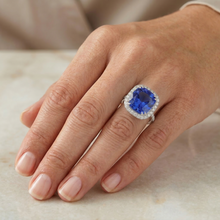 Afbeelding in Gallery-weergave laden, Ceylonese Kleursaffier IGI GECERTIFICEERDE Diamanten 8 Karaat Ring Witgoud 14K