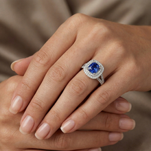Afbeelding in Gallery-weergave laden, echte round saffier 3.5karaat ring op wit