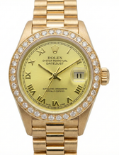Afbeelding in Gallery-weergave laden, Champagne Romeinse wijzerplaat Rolex Datumjust horloge Armband in presidentiële stijl