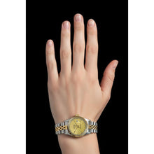 Afbeelding in Gallery-weergave laden, Champagne Stok-wijzerplaat Datumjust dames Rolex roestvrij staal en gouden jubileumrol P2