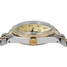 Afbeelding in Gallery-weergave laden, Champagne diamant Wijzerplaat lunette Rolex Datumjust Horloge Goud & Staal SNELLE INSTELLING
