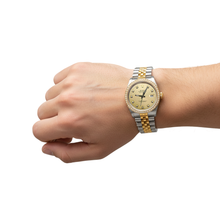 Afbeelding in Gallery-weergave laden, Champagne diamant Wijzerplaat lunette Rolex Datumjust Horloge Goud & Staal SNELLE INSTELLING