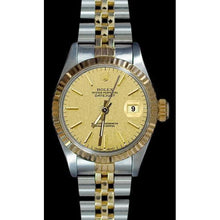 Afbeelding in Gallery-weergave laden, Champagne stok Wijzerplaat Datumjust dameshorloge Rolex roestvrij staal & gouden jubileum