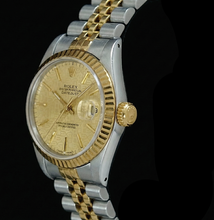Afbeelding in Gallery-weergave laden, Champagne stok Wijzerplaat Datumjust dameshorloge Rolex roestvrij staal & gouden jubileum