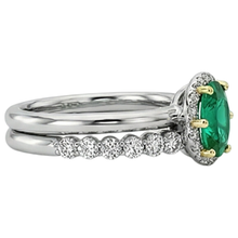 Afbeelding in Gallery-weergave laden, Smaragd Gekleurde Steen Ring 2 karaat Bicolor 14K Goud – profielaanzicht
