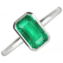 Afbeelding in Gallery-weergave laden, Smaragd Edelsteen Ring 2-karaat 14K Witgoud – vooraanzicht