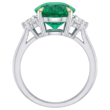 Afbeelding in Gallery-weergave laden, Colombiaanse Smaragd Ovaal Geslepen Edelsteen Ring in Bicolor 14K Goud – achteraanzicht