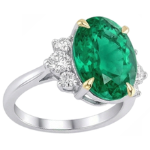 Afbeelding in Gallery-weergave laden, Colombiaanse Smaragd Edelsteen Ring 3,50 karaat Bicolor 14K Goud – hoekaanzicht