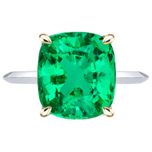 Afbeelding in Gallery-weergave laden, Gekleurde Steen Ring Bicolor 14K Goud met Smaragd – zijaanzicht
