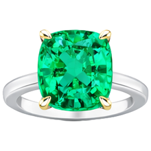 Afbeelding in Gallery-weergave laden, Gekleurde Steen Ring Bicolor 14K Goud met Smaragd – bovenaanzicht
