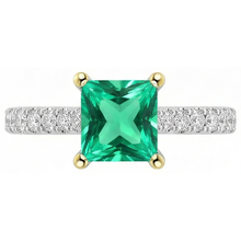 Afbeelding in Gallery-weergave laden, Colombiaanse Smaragd Edelsteen Ring 2-karaat Bicolor 14K Goud – vooraanzicht