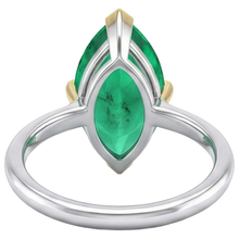 Afbeelding in Gallery-weergave laden, Colombiaanse Smaragd Gekleurde Steen Ring 3-karaat Bicolor 14K Goud – achteraanzicht