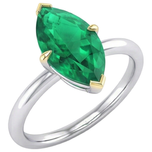 Afbeelding in Gallery-weergave laden, Gekleurde Steen Ring Bicolor 14K Goud met Colombiaanse Smaragd – profielaanzicht
