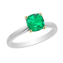 Afbeelding in Gallery-weergave laden, Sieraadsteen Ring Bicolor 14K Goud met Fijne Smaragd – hoofdaanzicht