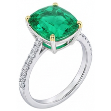 Afbeelding in Gallery-weergave laden, Colombiaanse Smaragd Sieraadsteen Ring 3,50 karaat Bicolor 14K Goud – vooraanzicht