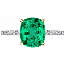Afbeelding in Gallery-weergave laden, Colombiaanse Smaragd Sieraadsteen Ring 3,50 karaat Bicolor 14K Goud – zijaanzicht