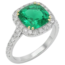 Afbeelding in Gallery-weergave laden, Fijne Smaragd Gekleurde Steen Ring 2,50 karaat Bicolor 14K Goud – zijaanzicht
