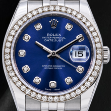 Afbeelding in Gallery-weergave laden, Rolex 16200 Datejust 36mm Blauwe Diamanten Wijzerplaat Roestvrij Staal Horloge