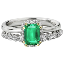 Afbeelding in Gallery-weergave laden, Smaragd Sieraadsteen Ring 2-karaat Bicolor 14K Goud – profielaanzicht