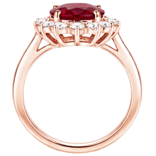 Afbeelding in Gallery-weergave laden, Dames 14K Roségoud Ovaal Geslepen Robijn IGI GECERTIFICEERD en Rond Geslepen Diamanten Ring 8.50 Ct