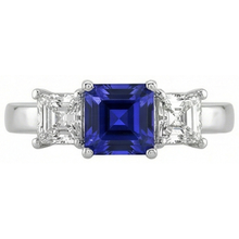 Afbeelding in Gallery-weergave laden, echte asscher diamant 2karaat ring zijaanzicht