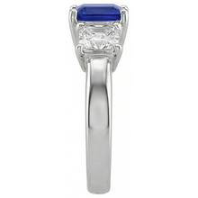 Afbeelding in Gallery-weergave laden, Dames Asscher diamanten ring Ceylon saffier 3 stenen sieraden 2 karaat