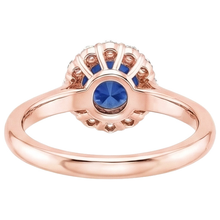 Afbeelding in Gallery-weergave laden, Dames Diamant Halo Ring Bloem Stijl Blauwe Saffier 3 Karaat Rose Goud