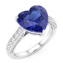 Afbeelding in Gallery-weergave laden, Dames Edelsteen Ring Hart Geslepen Saffier & Diamanten 3 Karaat Sieraden
