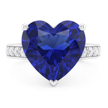 Afbeelding in Gallery-weergave laden, Dames Edelsteen Ring Hart Geslepen Saffier & Diamanten 3 Karaat Sieraden