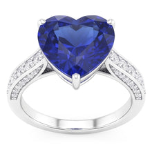 Afbeelding in Gallery-weergave laden, Dames Edelsteen Ring Hart Geslepen Saffier & Diamanten 3 Karaat Sieraden