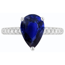 Afbeelding in Gallery-weergave laden, echte round saffier 4karaat ring bovenaanzicht