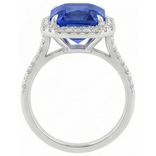 Afbeelding in Gallery-weergave laden, Dames Halo Diamanten Sieraden Ceylon Sapphire Prong Set Goud 5 Karaat