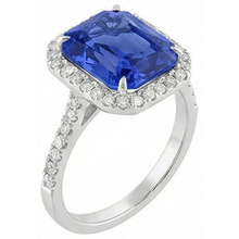 Afbeelding in Gallery-weergave laden, echte round saffier 5karaat ring close-up detail