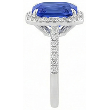Afbeelding in Gallery-weergave laden, Dames Halo Diamanten Sieraden Ceylon Sapphire Prong Set Goud 5 Karaat