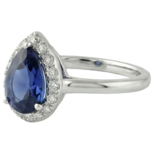 Afbeelding in Gallery-weergave laden, Dames Halo Ring Pear Cut Ceylon Sapphire 2,50 Karaat Wit Goud 14K