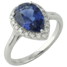 Afbeelding in Gallery-weergave laden, Dames Halo Ring Pear Cut Ceylon Sapphire 2,50 Karaat Wit Goud 14K