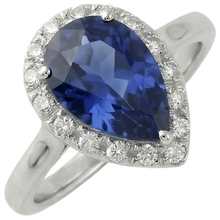 Afbeelding in Gallery-weergave laden, Dames Halo Ring Pear Cut Ceylon Sapphire 2,50 Karaat Wit Goud 14K