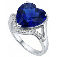 Afbeelding in Gallery-weergave laden, IGI GECERTIFICEERDE Dames Hart Edelsteen Ceylon Kleur Saffier Ring 6 Karaat Gedraaide Stijl