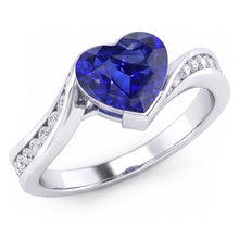 Afbeelding in Gallery-weergave laden, Dames Hart Edelsteen Ceylon Sapphire Ring Spanning Stijl 3 Karaat