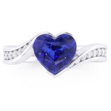 Afbeelding in Gallery-weergave laden, Dames Hart Edelsteen Ceylon Sapphire Ring Spanning Stijl 3 Karaat