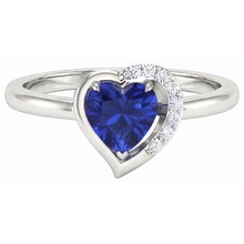 Afbeelding in Gallery-weergave laden, Dames Hart Edelsteen Ring Blauwe Saffier 2 Karaat Prong Set Diamanten