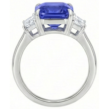 Afbeelding in Gallery-weergave laden, Dames Jubileumring Smaragd Natuurlijke uit de aarde gewonnen Diamanten Goud Blauwe Saffier 5.50 Karaat